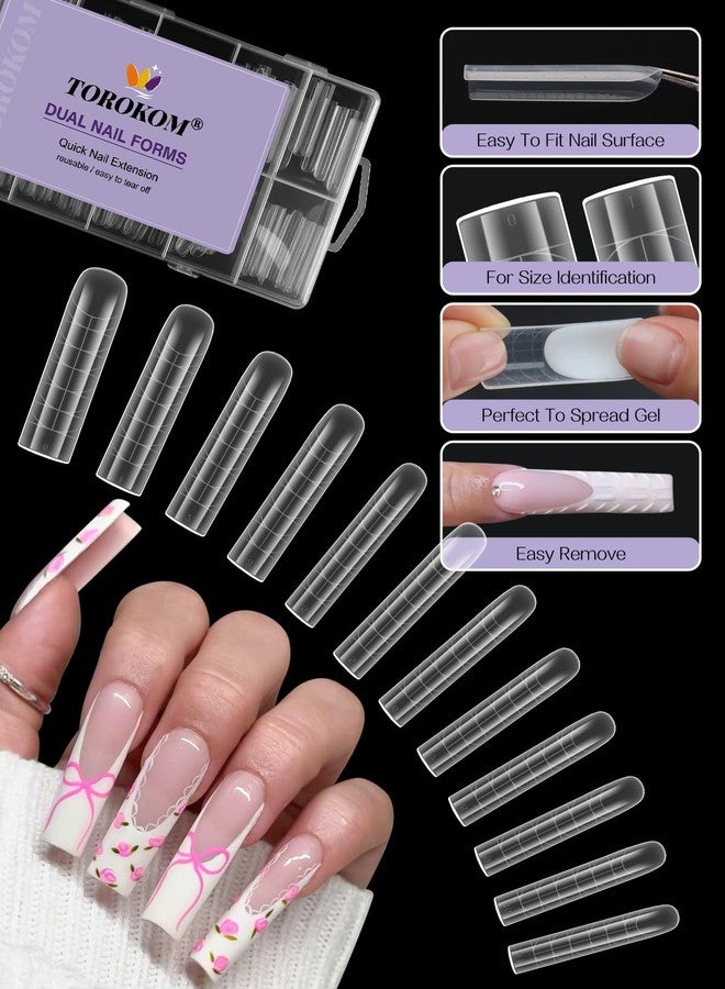 TOROKOM Poly Nail Gel Dual Nail Forms, 120 PCS Poly Nail Gel Long Square Structure Nail Molds for Builder Poly Extension Gel Nail Art Design Salon&DIY - Image 2